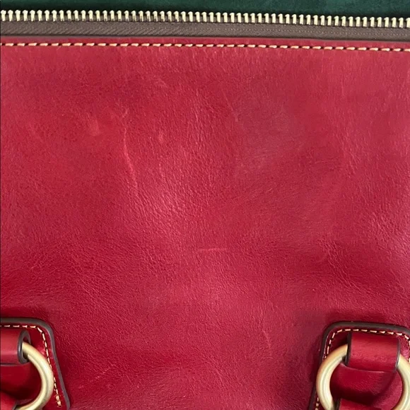 Dooney & Bourke Red Leather Shoulder Bag with Gold Accents - Picture 6 of 8